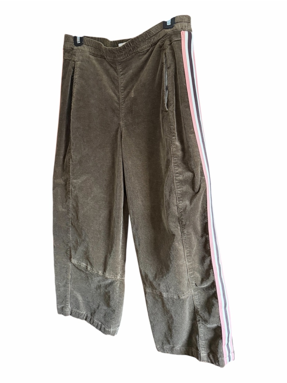 PILCRO Izzie Relaxed Corduroy Pull-On Barrel Pants Olive Stripe S - Picture 8 of 16